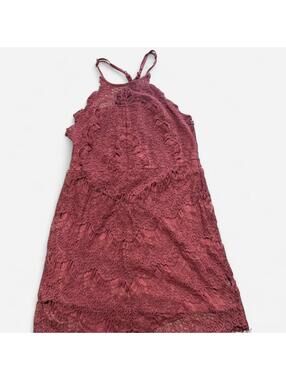 Intimately Free People Boho High Neck Lace Bandana Hem Mini Dress, Size Medium